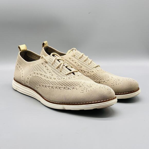 Cole Haan Shoes Womens 11 Beige ØriginalGrand Stitchlite Wingtip Oxford Lace Up - Picture 2 of 11